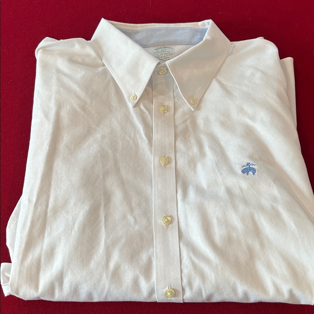 Brooks Brothers White and Blue Polo Shirt